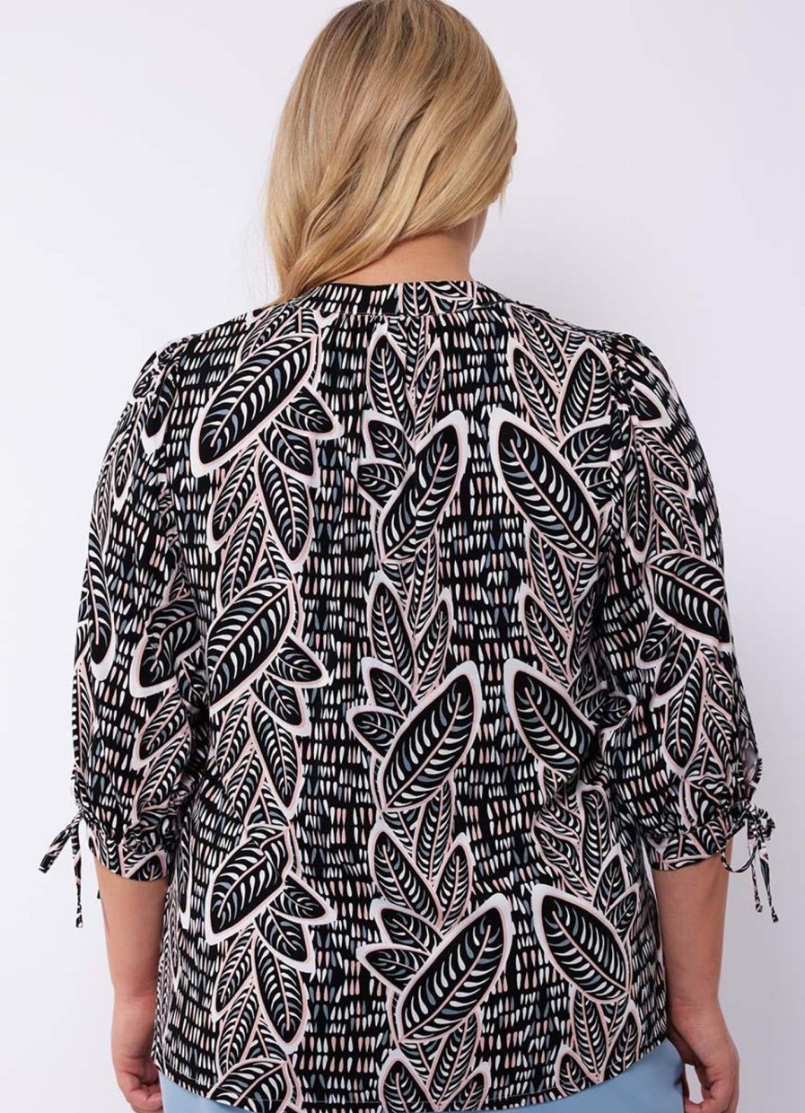 Blouses En Tunieken | Exxcellent Exxcellent Blouse Giny 24Vze28 - 001203 Zwart/Bloesemroze