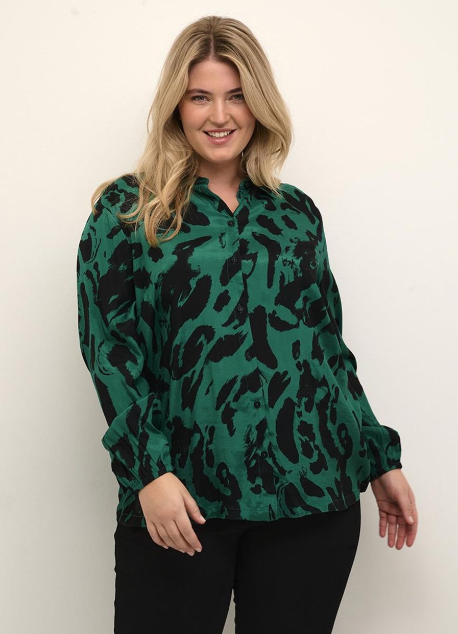 Blouses En Tunieken | Kaffe Curve Kaffe Curve Doorknoopblouse Polla 10581777 - 104859 Black Aventurine