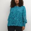 Blouses En Tunieken | Kaffe Curve Kaffe Curve Blouse Dora 10581645 - 104471 Legion Blue Bird Print