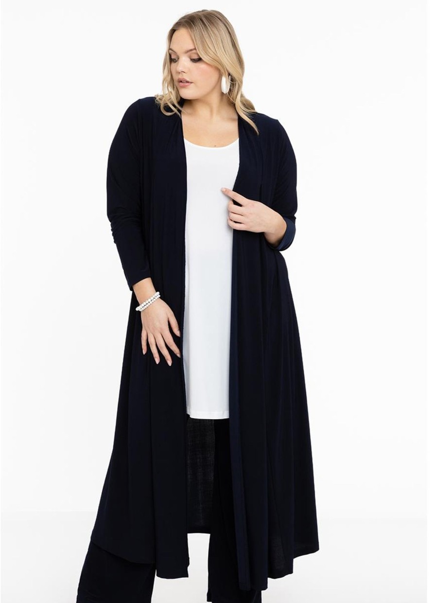 Yoek Basics | Yoek Yoek Vest Pleated Long Dolce B2521 - 230 Navy