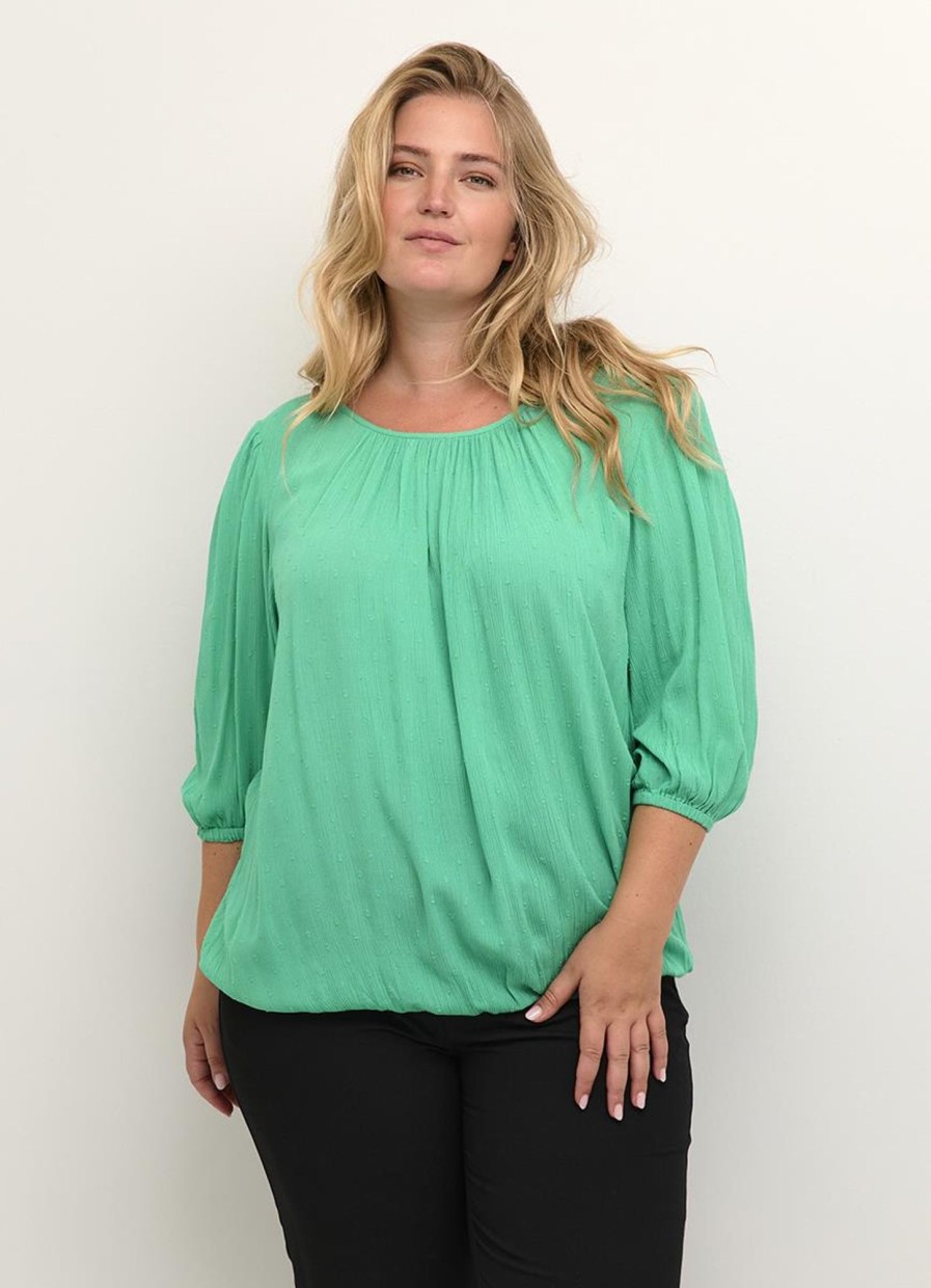 Blouses En Tunieken | Kaffe Curve Kaffe Curve Blouse Wilina 10582058 - 165825 Gumdrop Green