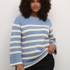 Truien En Vesten | Kaffe Curve Kaffe Curve Pullover Milla 10581277 - 105295 Faded Denim/Sand Stripe