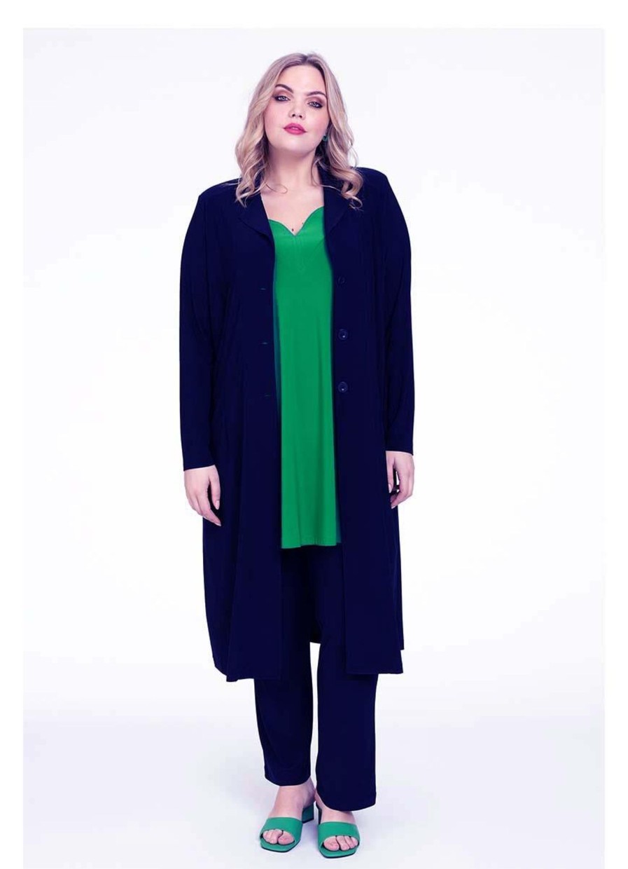 Yoek Basics | Yoek Yoek Extra Lange Blazer Dolce B1765-230 Marine