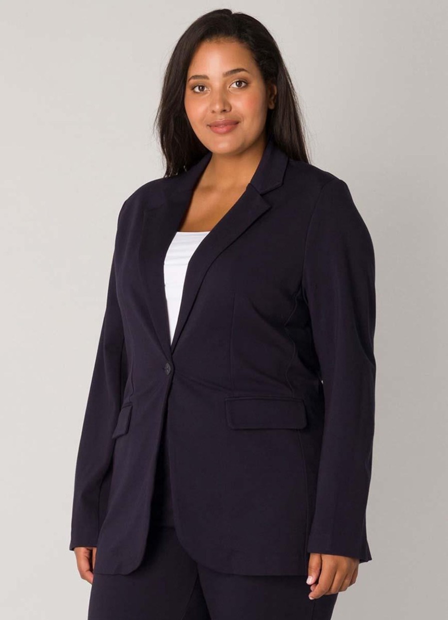 Base Level Curvy | Base Level Curvy Base Level Curvy Blazer Yacey 080 Dark Blue