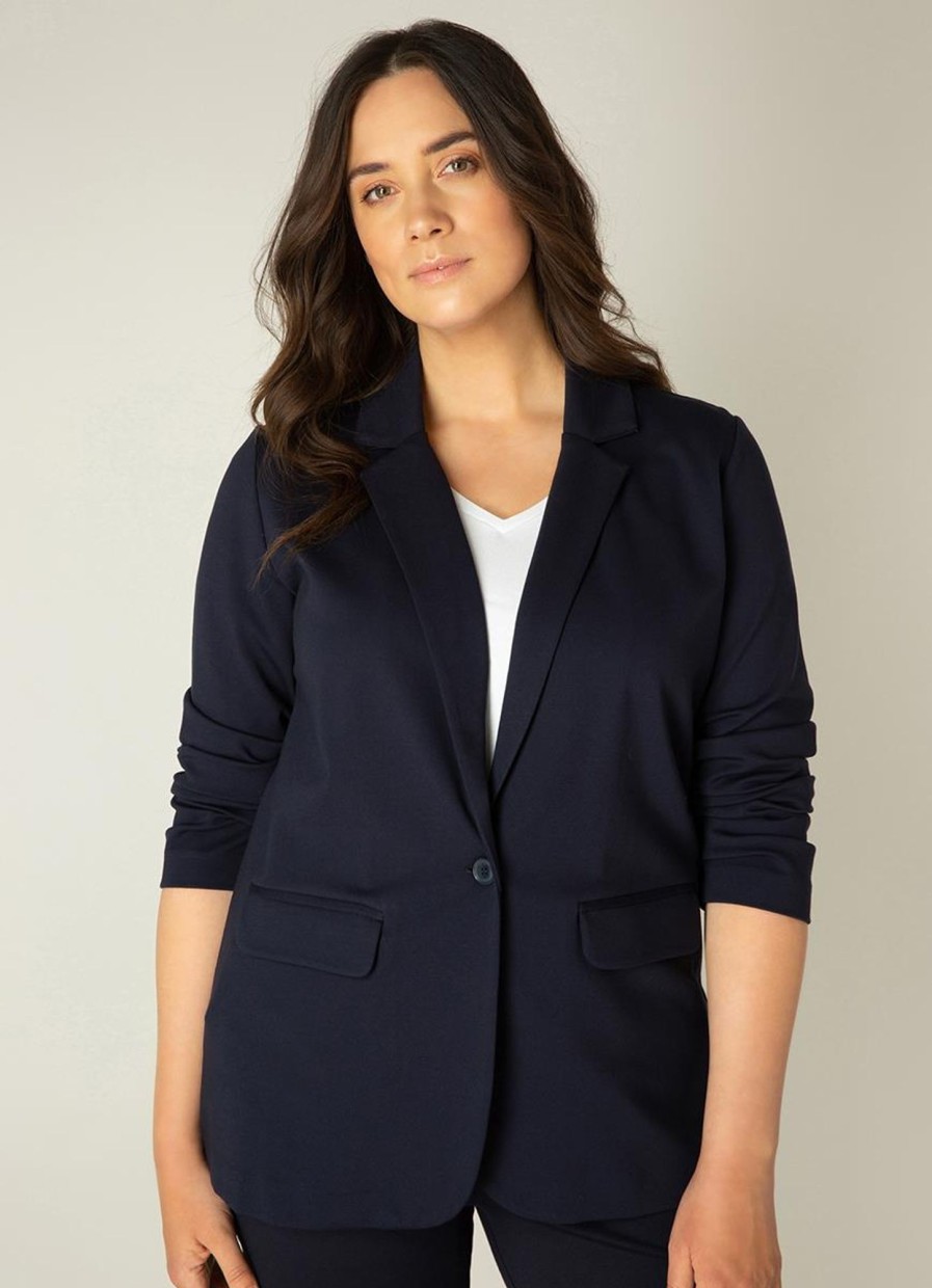 Base Level Curvy | Base Level Curvy Base Level Curvy Blazer Aya 016 Dark Blue