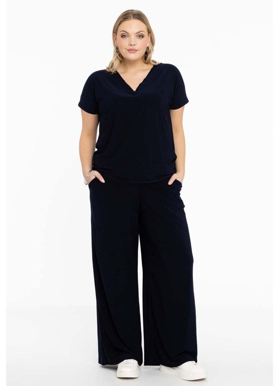 Yoek Basics | Yoek Yoek Trousers Very Loose Fit Dolce B5530-230 Navy