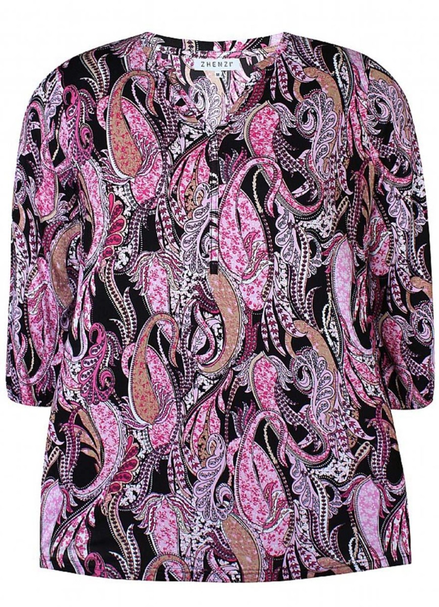 Shirts En Tops | Zhenzi Zhenzi Shirt Sylva 200099 - 37500 Multi Roze