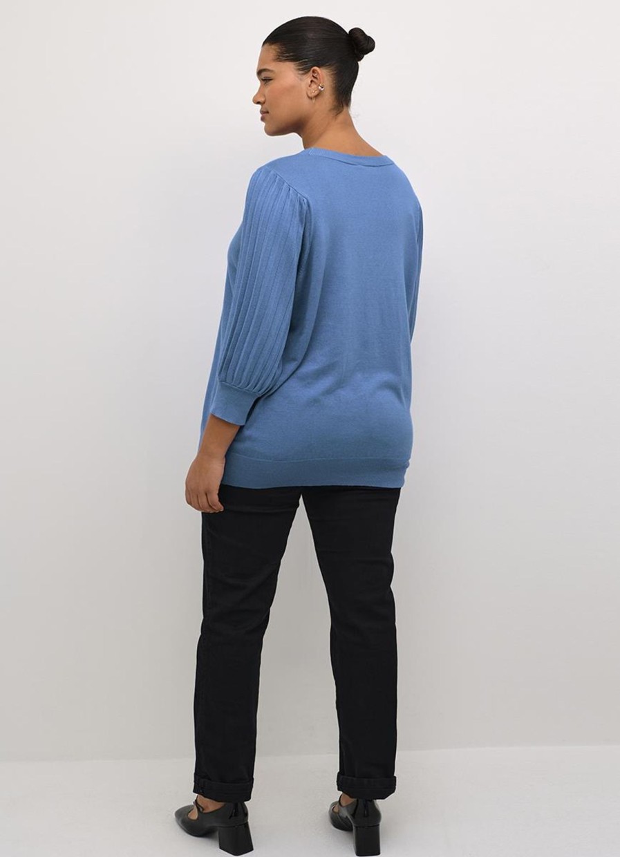 Truien En Vesten | Kaffe Curve Kaffe Curve Trui Loni 3/4 Sleeve 10582202 - 174037 Ultramarine