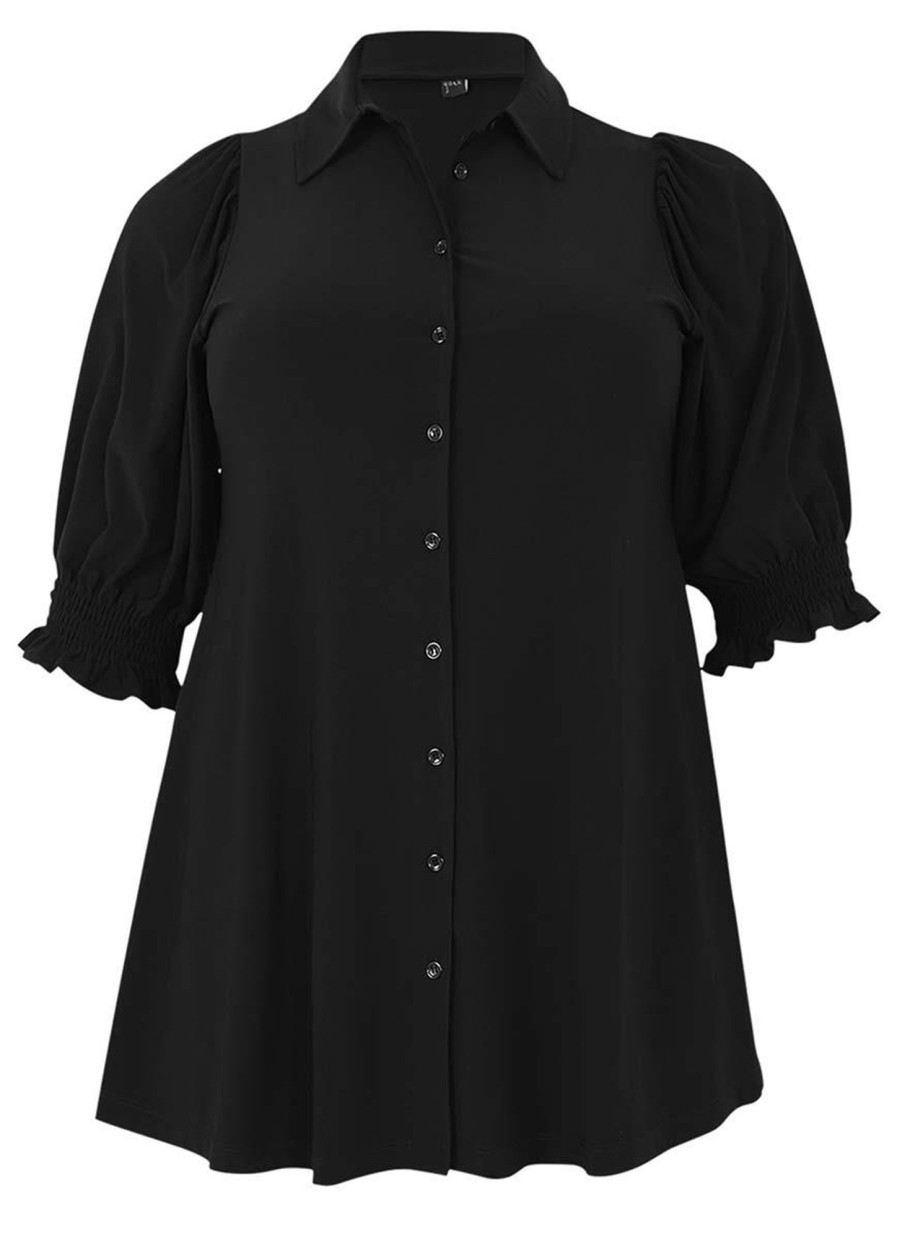 Blouses En Tunieken | Yoek Yoek Blouse Puffsleeve 1603274 - 210 Black