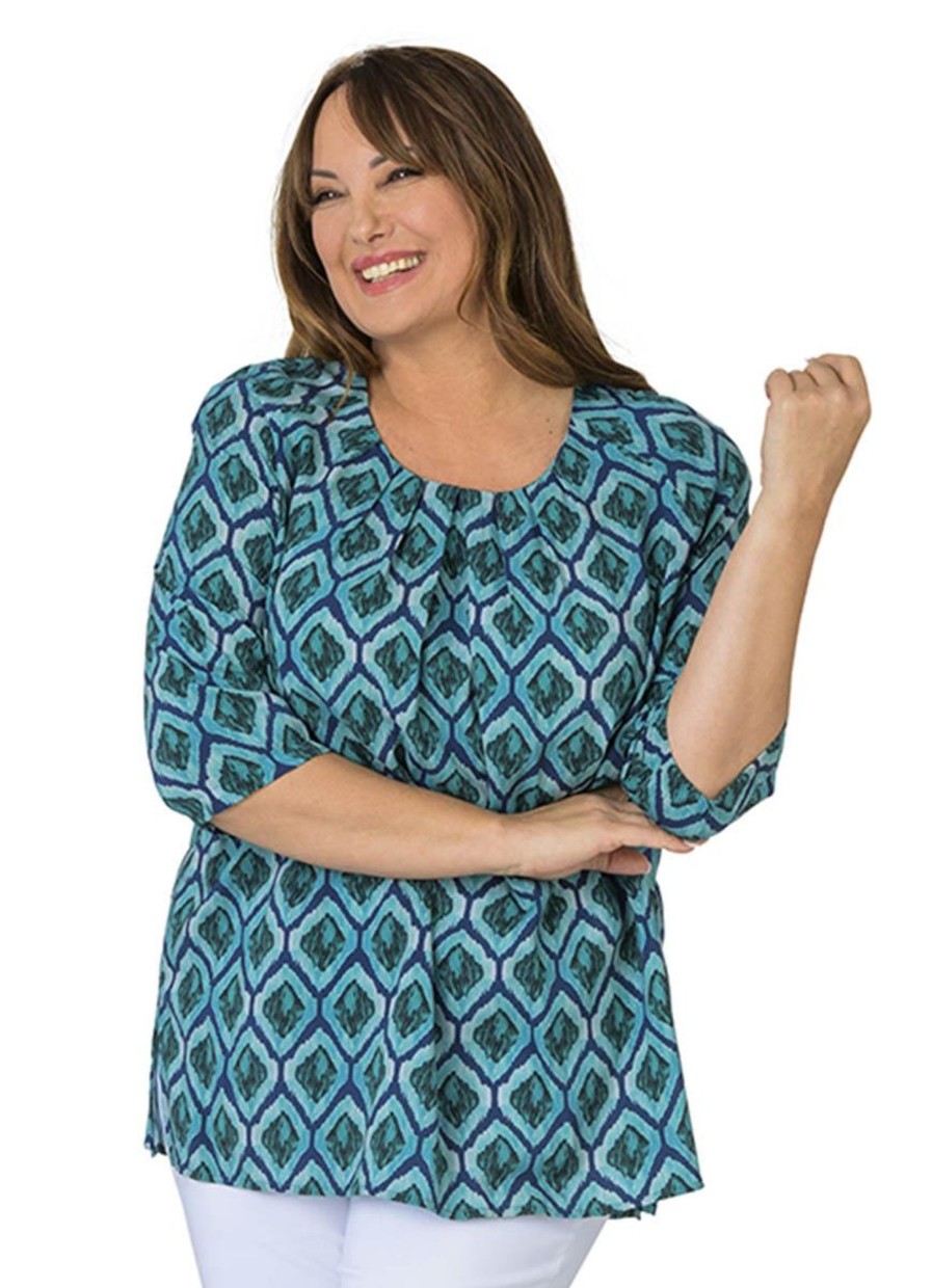 Blouses En Tunieken | Mona Lisa Mona Lisa Blouse 558-75-78 Blauw Groen