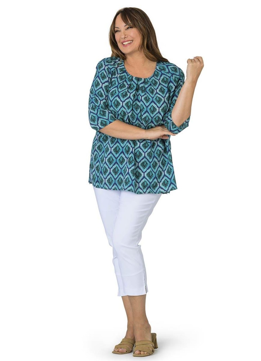 Blouses En Tunieken | Mona Lisa Mona Lisa Blouse 558-75-78 Blauw Groen