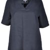 Linnen Kleding Grote Maten | maatjemeer Kjbrand Blouse 18351-8470-06 Navy