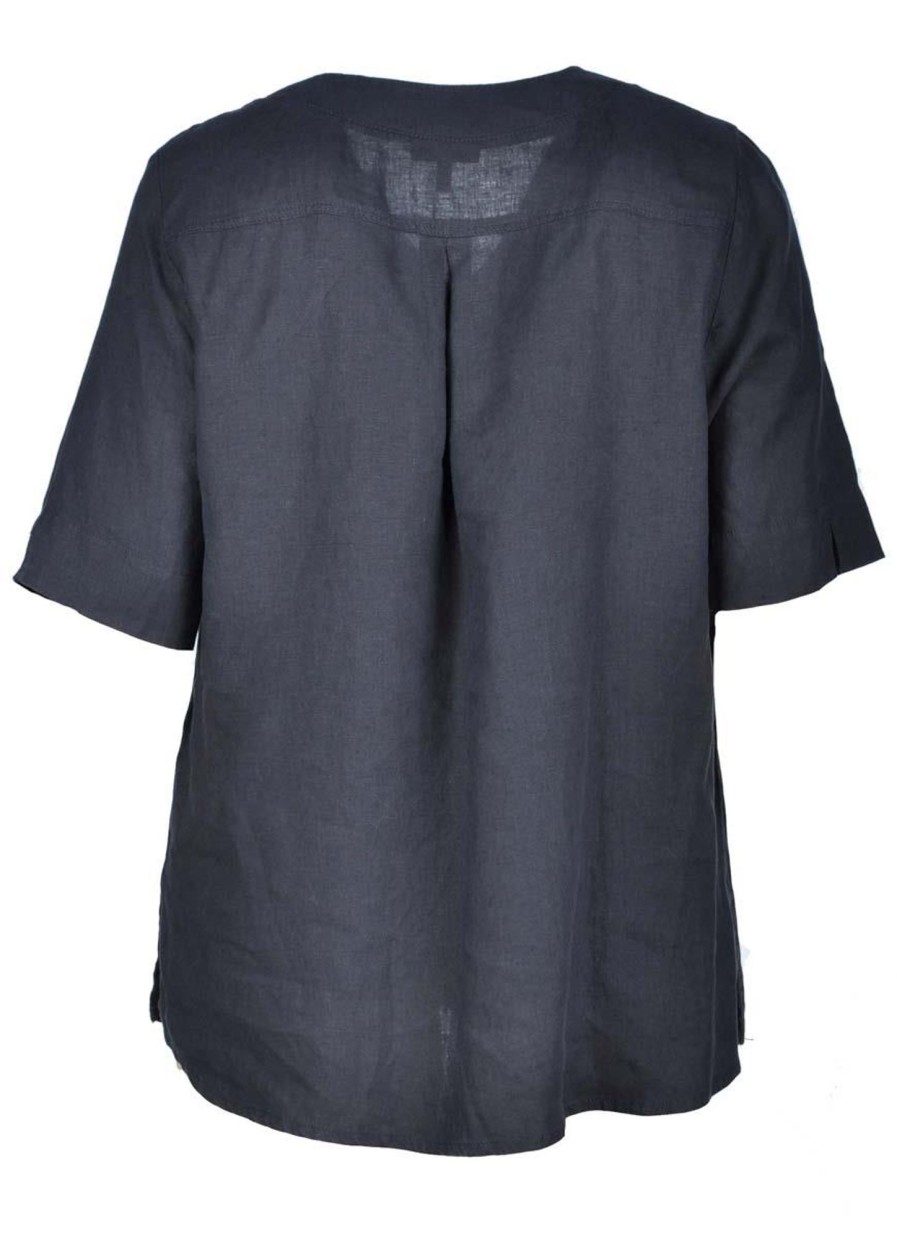 Linnen Kleding Grote Maten | maatjemeer Kjbrand Blouse 18351-8470-06 Navy