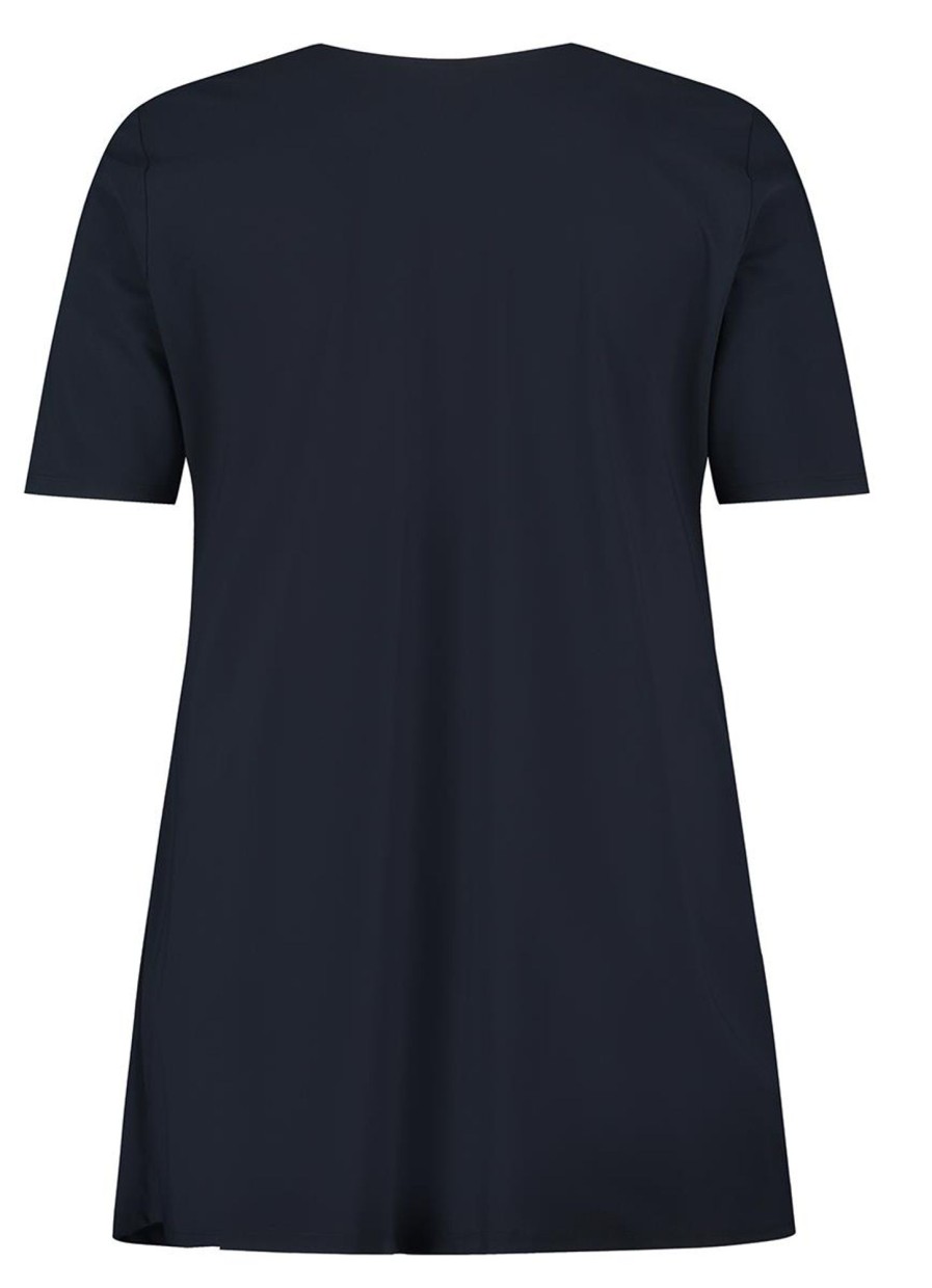 Travelstof Kleding Grote Maten | Plusbasics Plusbasics Wrap Top Ss Travel 10211292 - 243 Navy