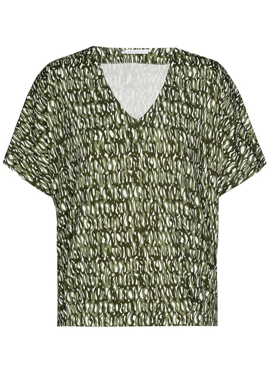 Shirts En Tops | Xandres Xandres Gold Shirt X-Hindes 29077-01 - 9395 Green Moss/White