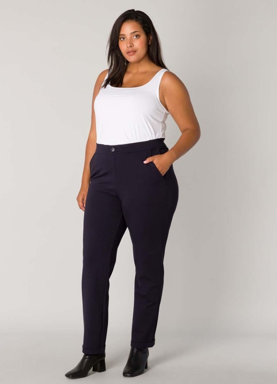 Base Level Curvy | Base Level Curvy Base Level Curvy Pants Yoella 081 Dark Blue