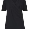 Travelstof Kleding Grote Maten | Plusbasics Plusbasics Wrap Top Ss Travel 10211292 - 406 Black