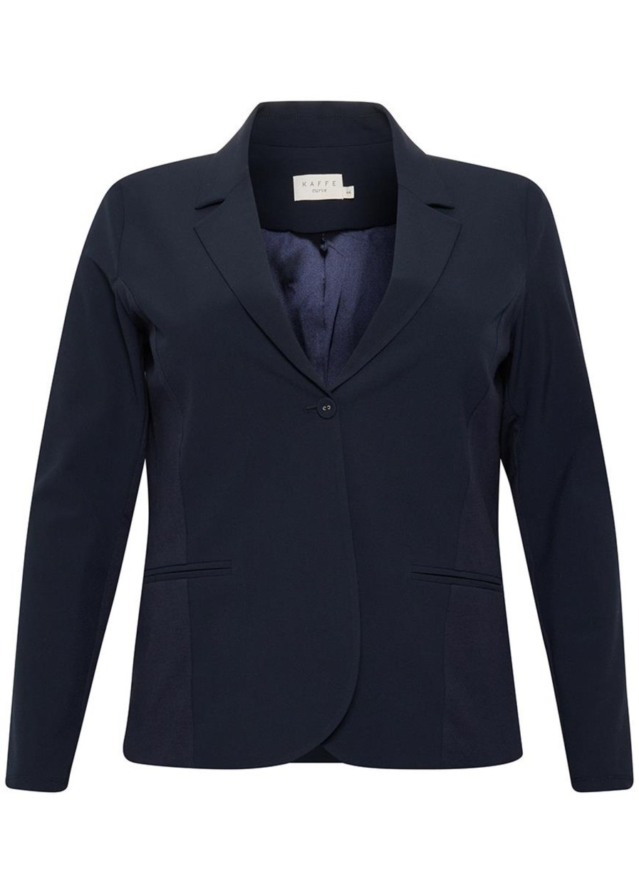 Jassen En Jacks | Kaffe Curve Kaffe Curve Blazer Jia 10580023 - 194020 Midnight Marine