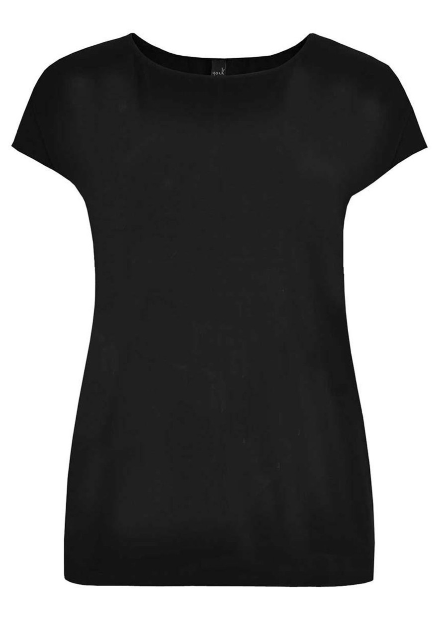 Yoek Basics | maatjemeer Yoek Basic T-Shirt Kapmouwen Wijd Viscose B4061-210 Zwart