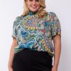 Shirts En Tops | Exxcellent Exxcellent Top Mary 24Vfe17 - 724611 Bladgroen/Staalblauw