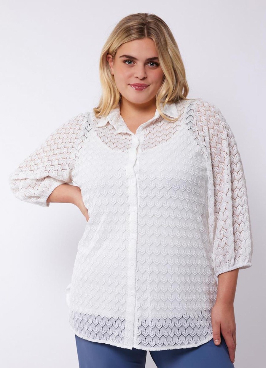 Blouses En Tunieken | Exxcellent Exxcellent Blouse Babette 24Vfe08 - 011 Offwhite