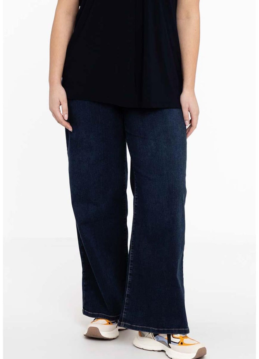 Yoek Basics | Yoek Yoek Jeans 5 Pockets Wide Leg B5578-236 Dark Blue