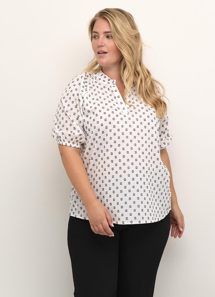 Blouses En Tunieken | Kaffe Curve Kaffe Curve Blouse Lanni 10582140 - 105480 Offwhite/Black Dots