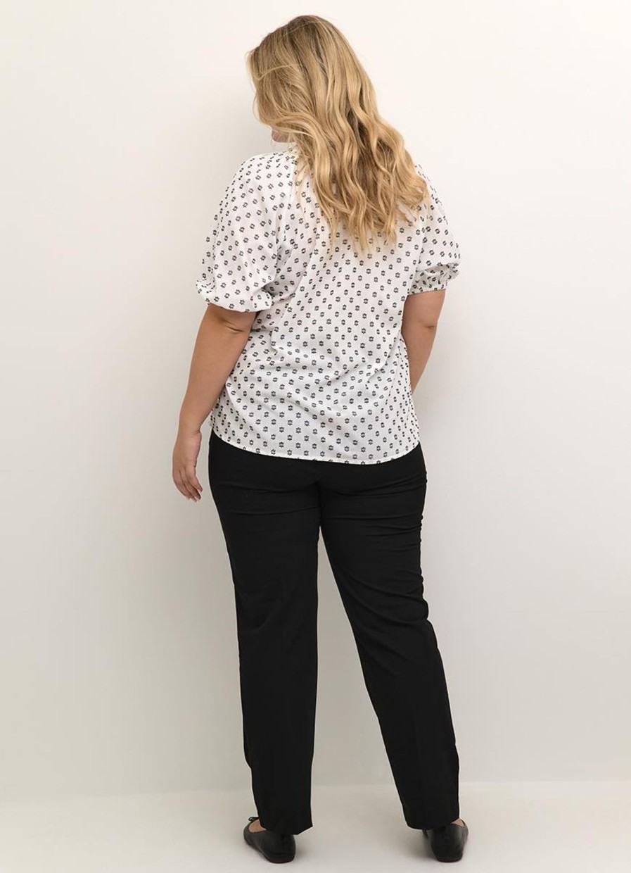 Blouses En Tunieken | Kaffe Curve Kaffe Curve Blouse Lanni 10582140 - 105480 Offwhite/Black Dots