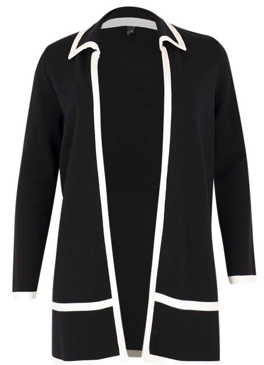 Truien En Vesten | Yoek Yoek Cardigan Black/White 1902711-210 Black White