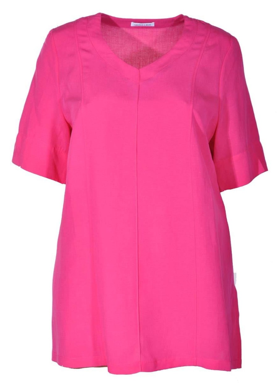 Linnen Kleding Grote Maten | Mona Lisa Mona Lisa Blouse 563-48-33 Fuchsia