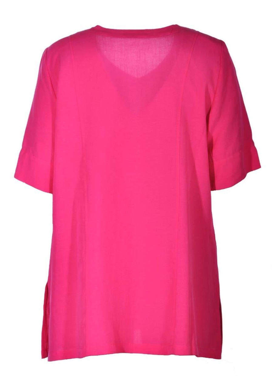 Linnen Kleding Grote Maten | Mona Lisa Mona Lisa Blouse 563-48-33 Fuchsia