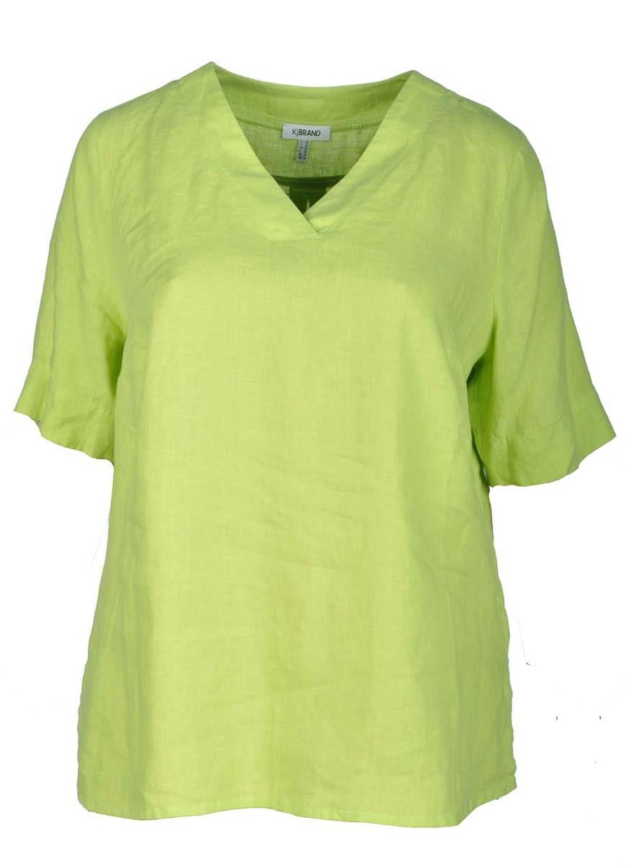 Linnen Kleding Grote Maten | maatjemeer Kjbrand Blouse 18351-8470 - 032 Limegroen