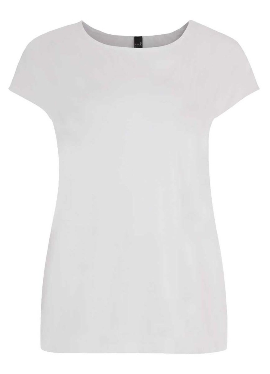 Yoek Basics | maatjemeer Yoek Basic T-Shirt Kapmouwen Wijd Viscose B4061-201 Wit