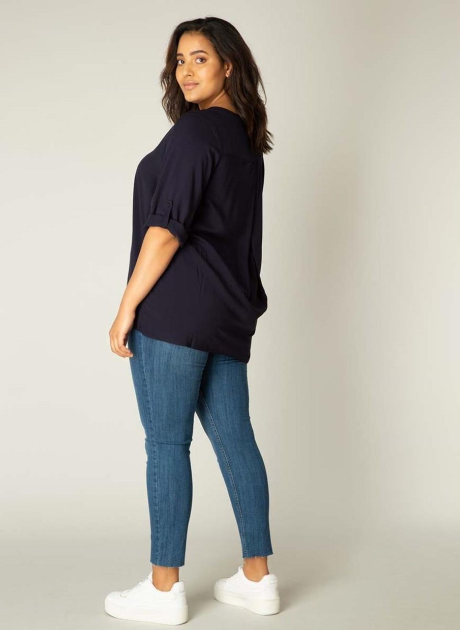 Base Level Curvy | Base Level Curvy Base Level Curvy Blouse Airene 012 Dark Blue