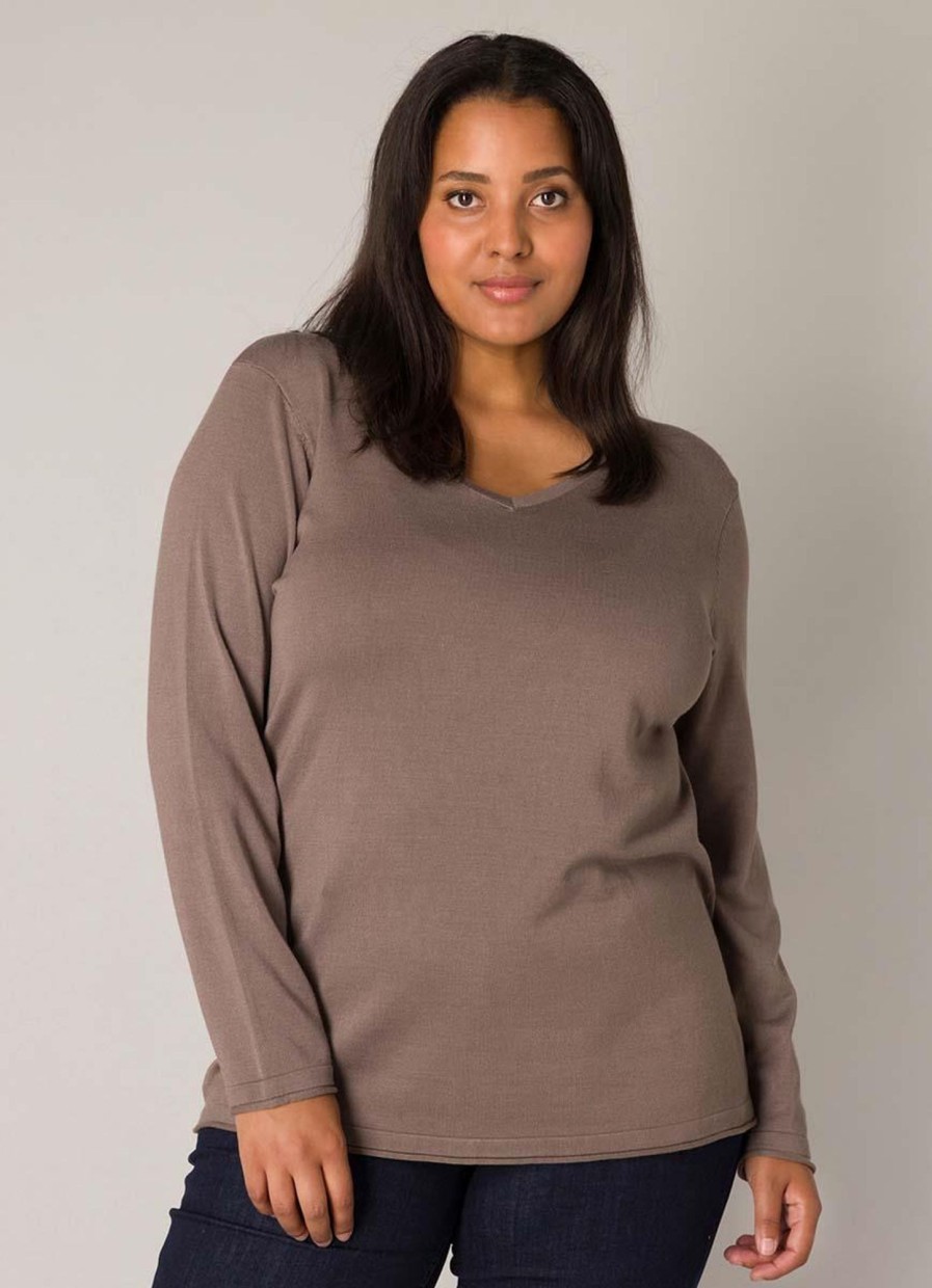 Base Level Curvy | Base Level Curvy Base Level Curvy Shirt Anine 024 - 9043 Dark Taupe