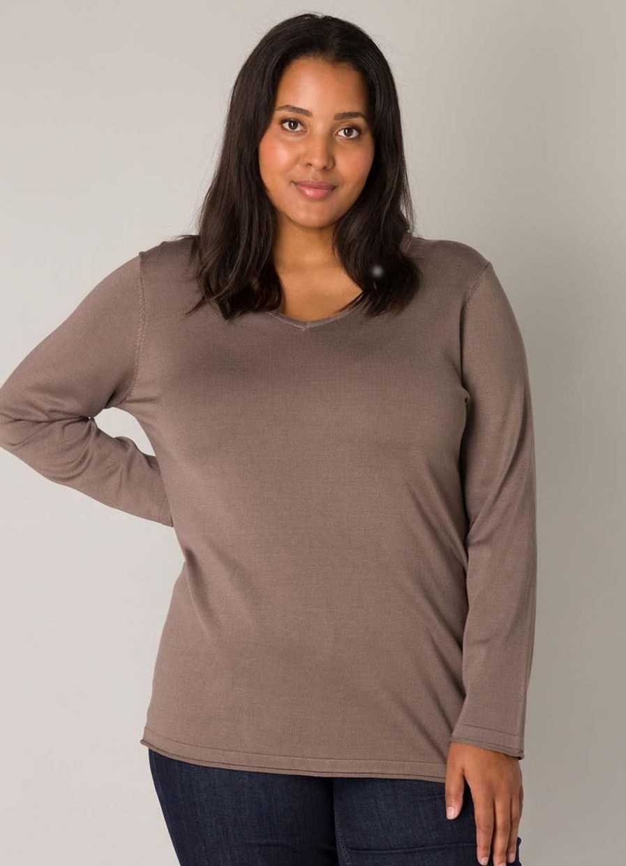 Base Level Curvy | Base Level Curvy Base Level Curvy Shirt Anine 024 - 9043 Dark Taupe