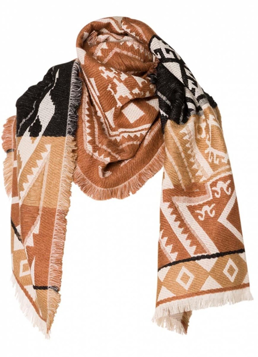 Shawls | Yesta Yesta Sjaal Runa A004291 - Warm Brown Multi Color