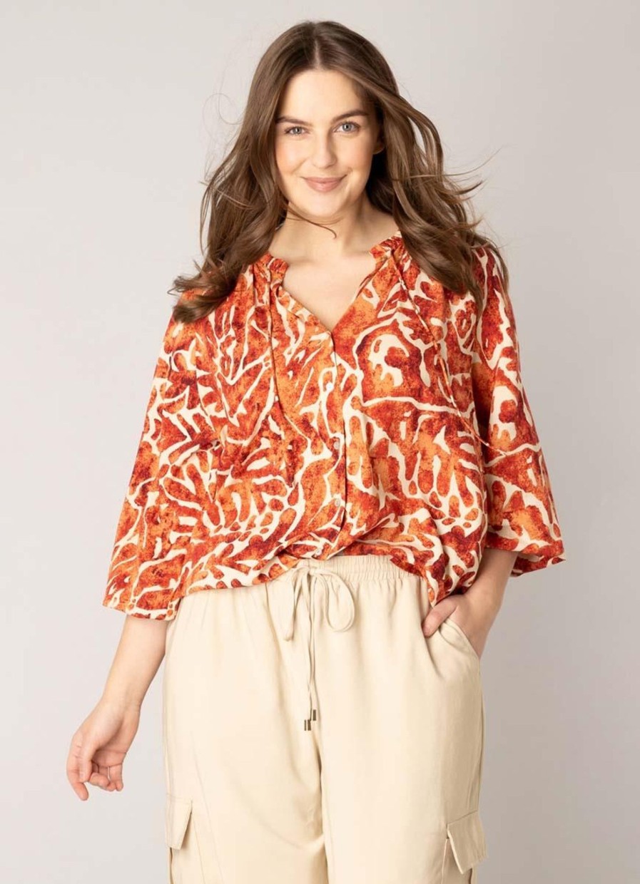 Blouses En Tunieken | Yesta Yesta Blouse Yaren A004375 - 6079 Soft Red/Multi