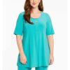 Travelstof Kleding Grote Maten | Yoek Yoek Loretta'S Tunic L Zipper Dolce L164041-233 Turquoise