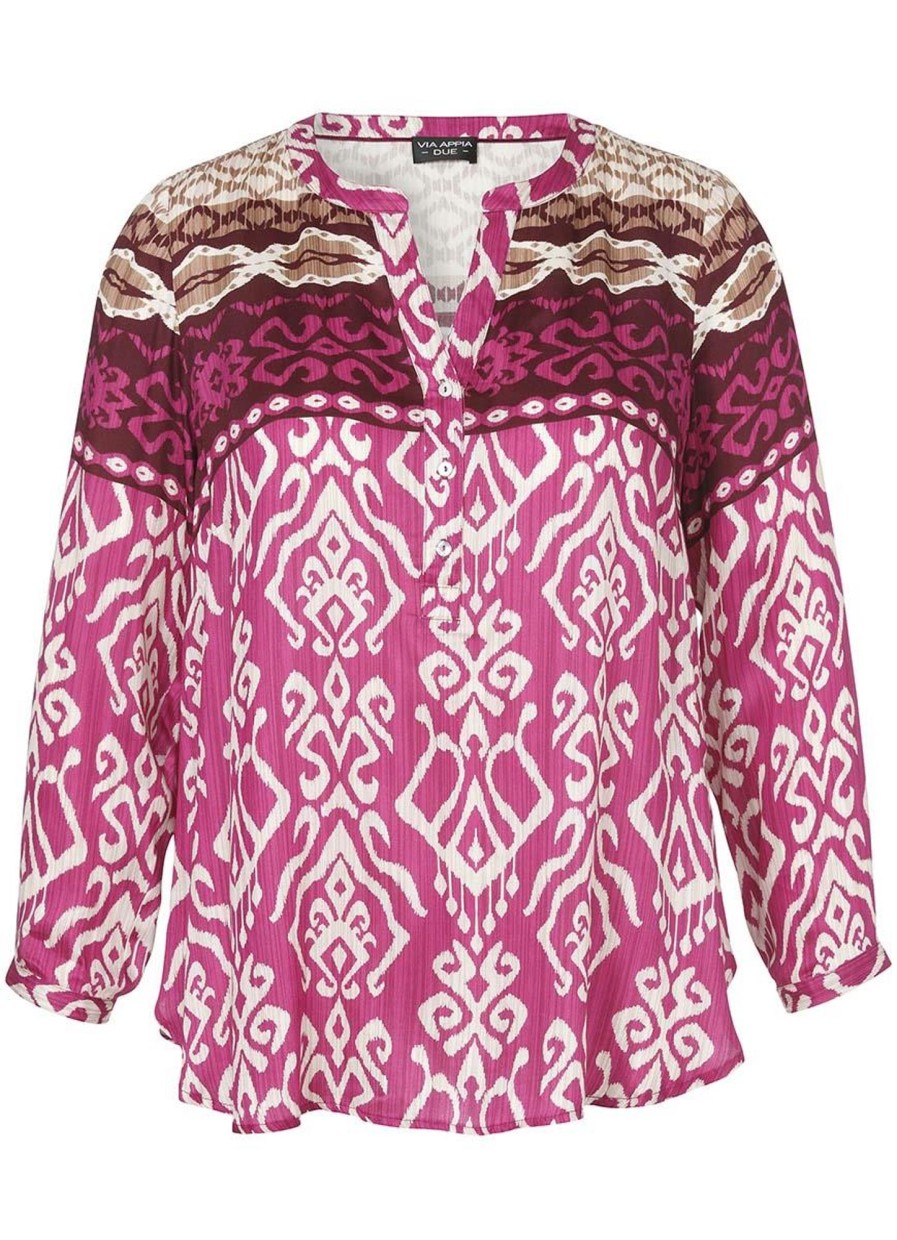 Blouses En Tunieken | Via Appia Due Via Appia Due Blouse 653793 - 643 Pink-Wine Red-Ecru