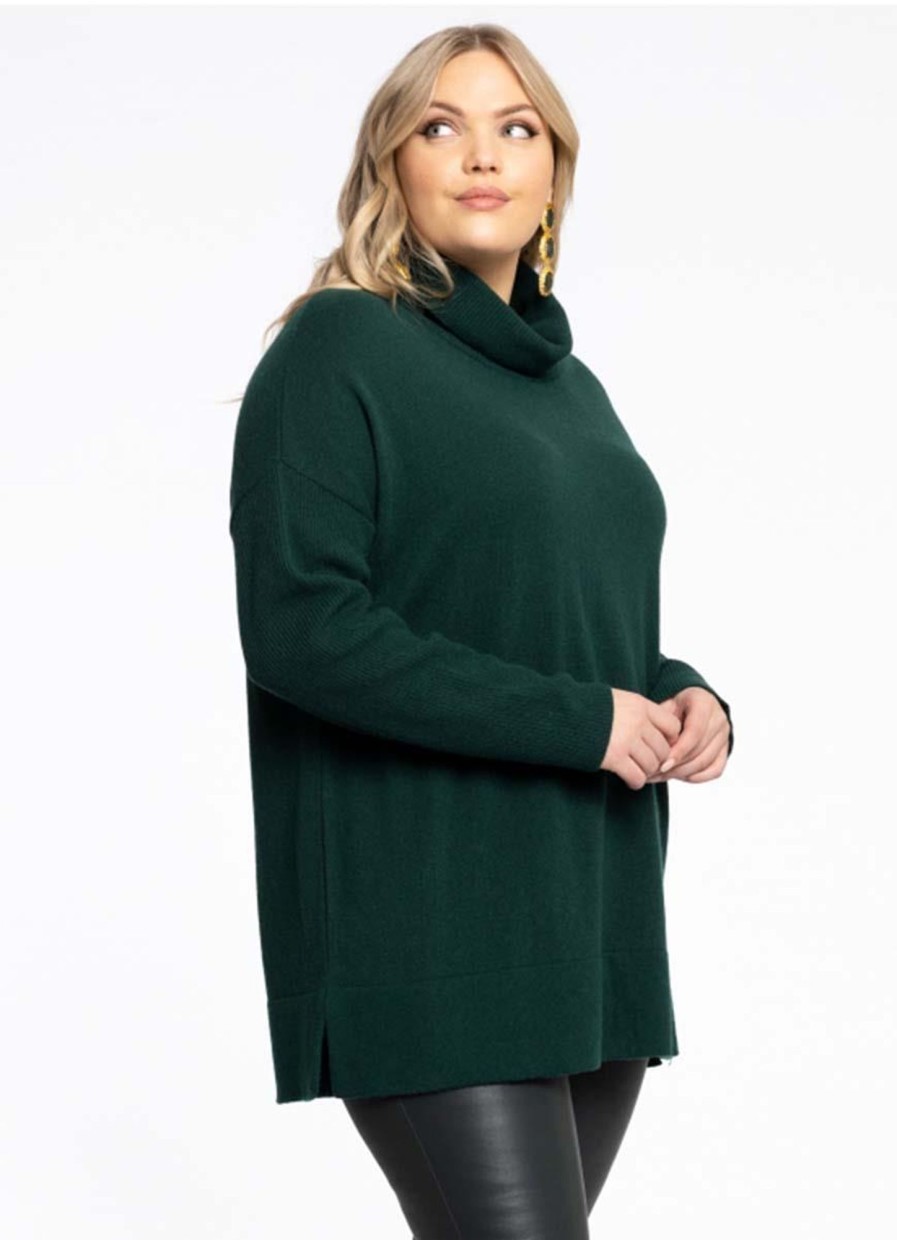 Yoek Basics | Yoek Yoek Trui High Neck Cashmere B2912 - 242 Dark Green