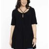 Travelstof Kleding Grote Maten | Yoek Tunic Wide Bottom Strings 174584 - 210 Black