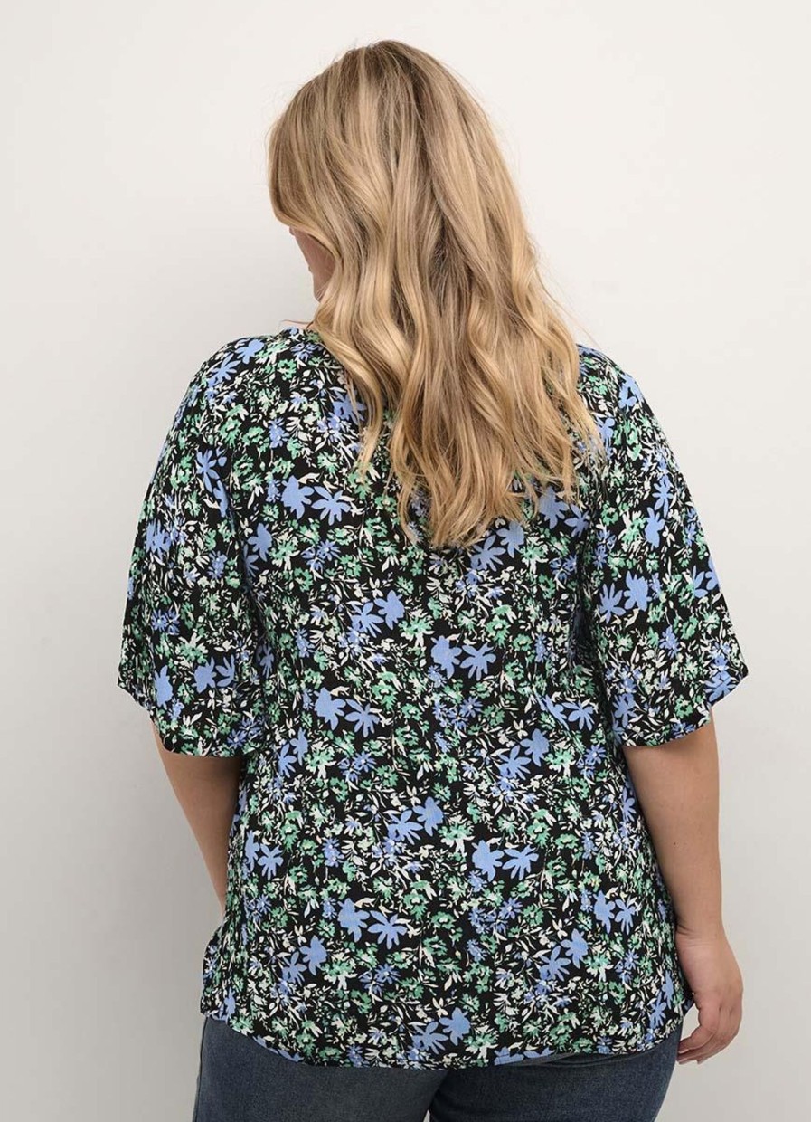 Blouses En Tunieken | Kaffe Curve Kaffe Curve Blouse Miana Ami10582061 - 105317 Blue/Green Flower