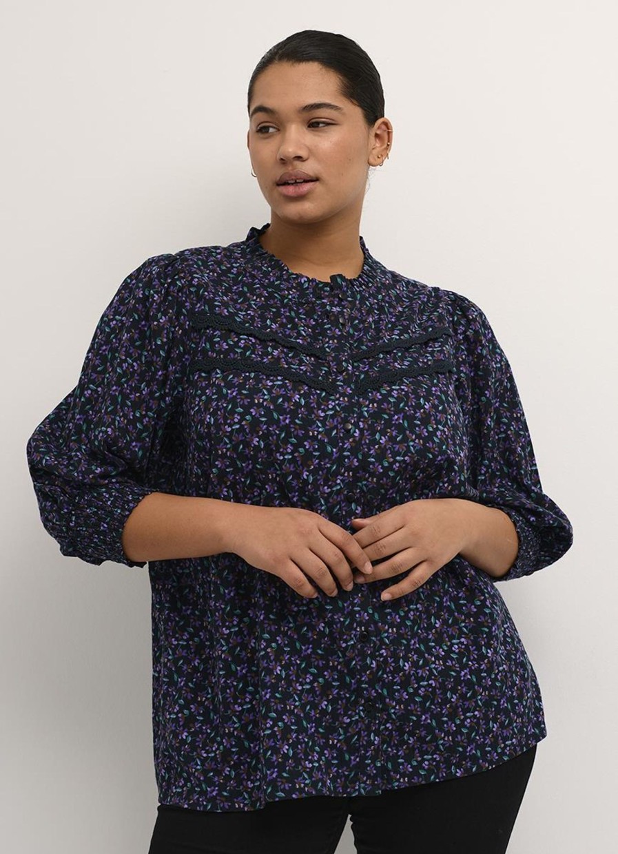 Blouses En Tunieken | Kaffe Curve Kaffe Curve Blouse Nomi 10581788 - 104817 Heliotrope Flower