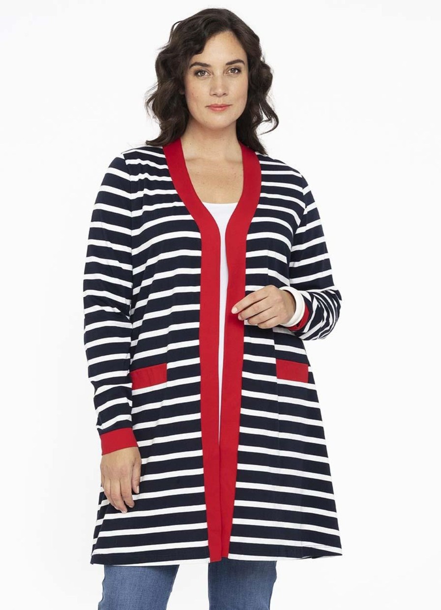 Truien En Vesten | Yoek Yoek Vest Red Pockets Breton Wl162501 - 230 Marine