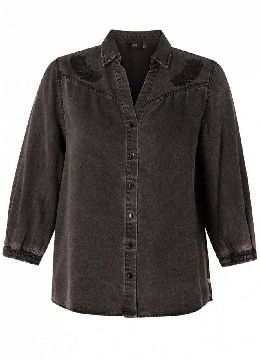 Blouses En Tunieken | Yesta Yesta Blouse Hadassa A004224 - 12060 Denim Washed Black