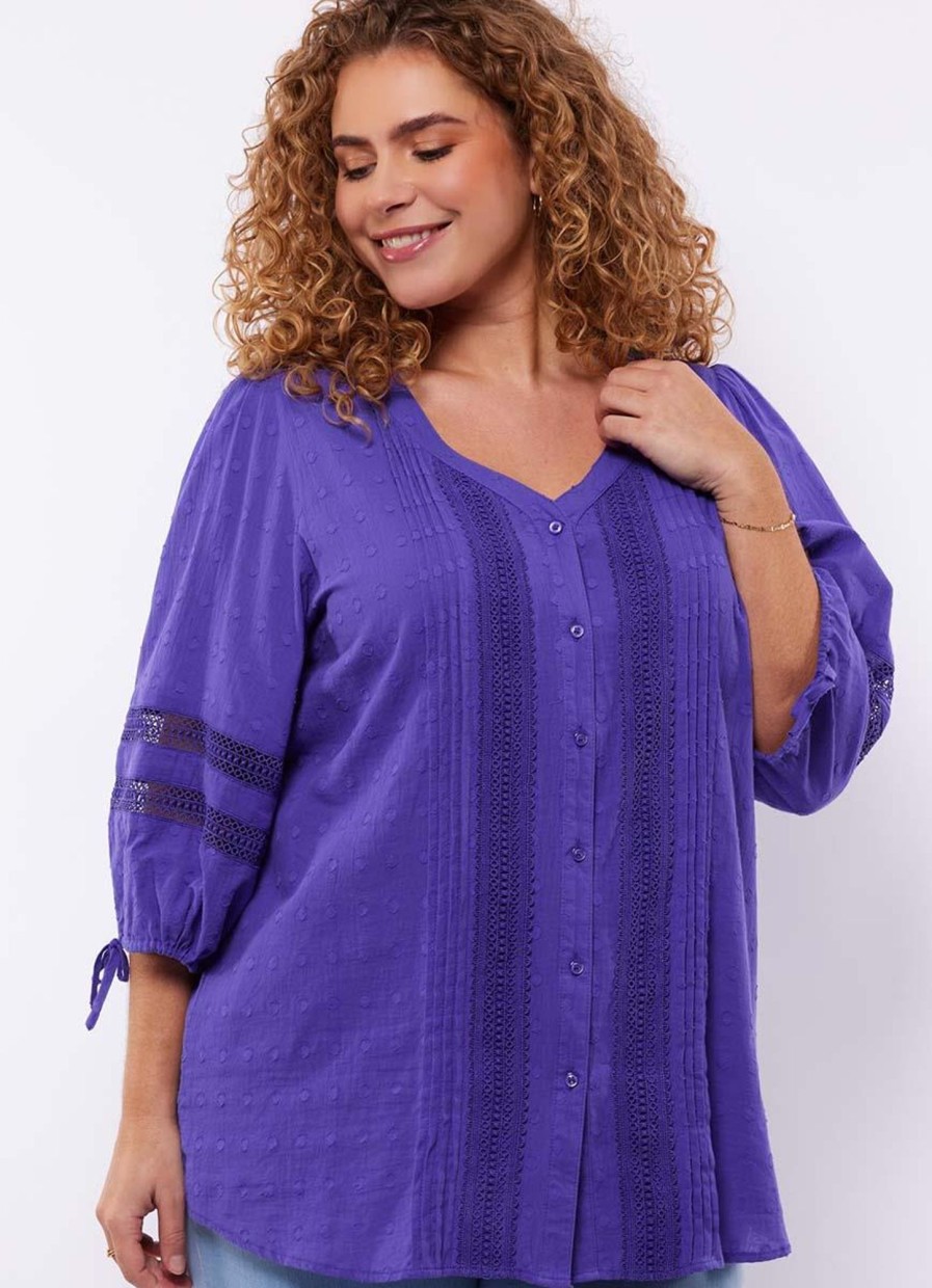 Blouses En Tunieken | Exxcellent Exxcellent Blouse Joa 24Zqe05 - 324 Bright Purple