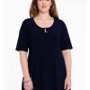 Travelstof Kleding Grote Maten | Yoek Yoek Loretta'S Tunic L Zipper Dolce L164041-230 Navy