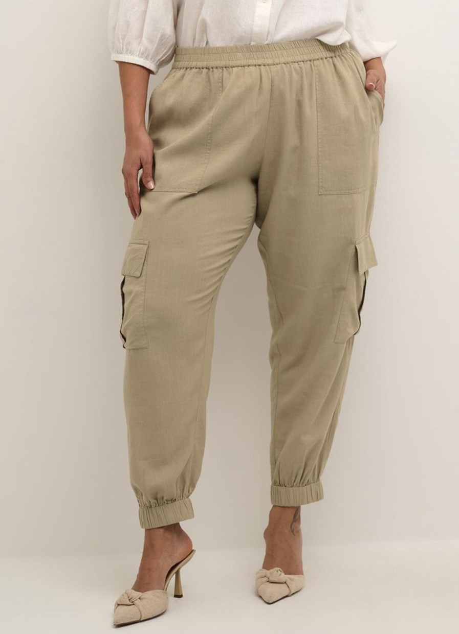 Broeken En Jeans | Kaffe Curve Kaffe Curve Cargo Pants Mille 10582219 - 171109 Chichilla