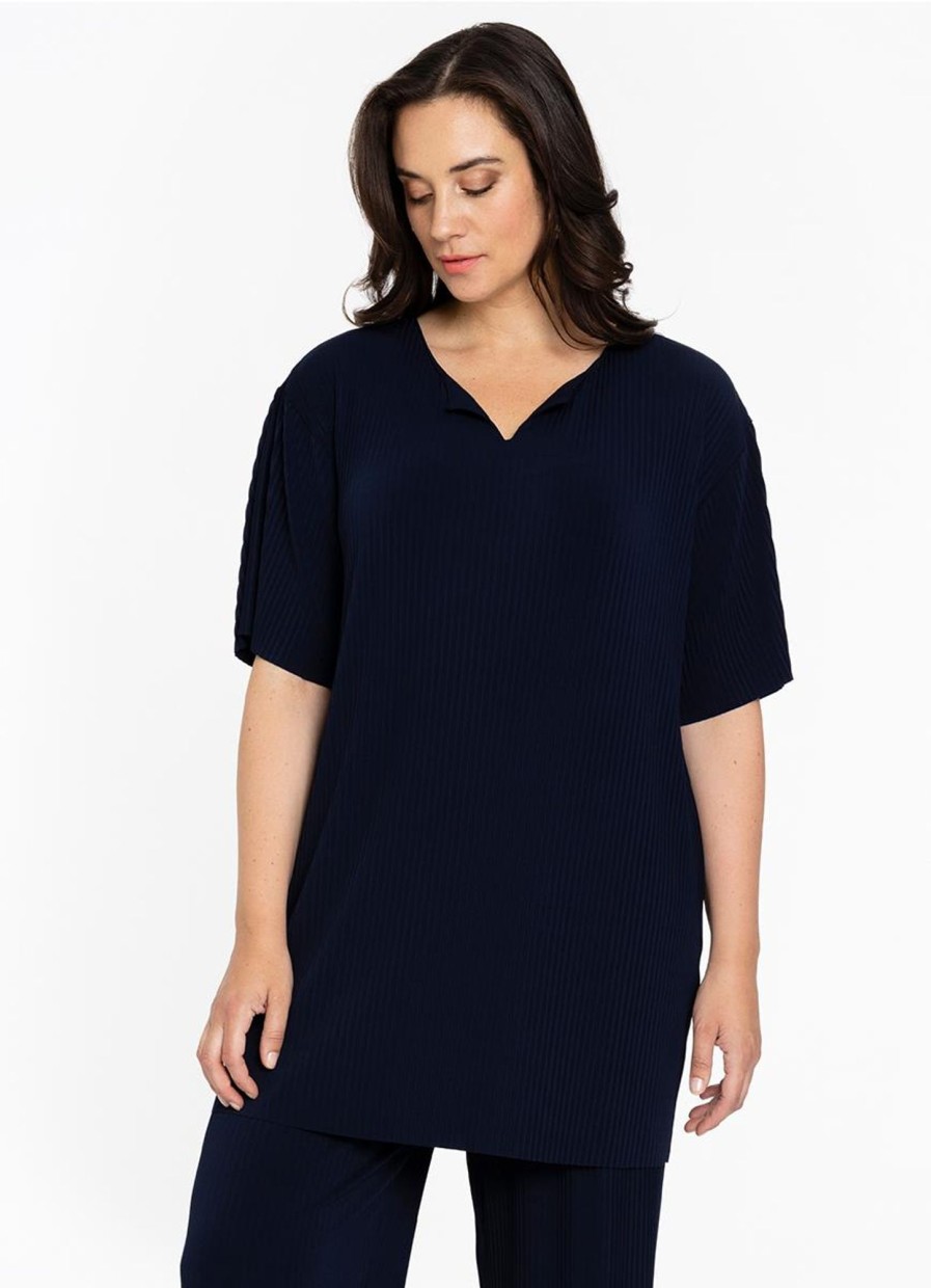 Blouses En Tunieken | Yoek Yoek Tunic Straight Plisse 2204090 - 230 Navy